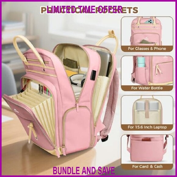 Insulated Lunch Backpack with USB Port for 15.6 Inch Laptop main image 5